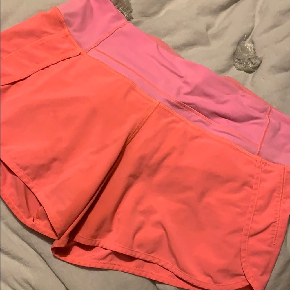 Women’s lululemon neon pink run times shorts